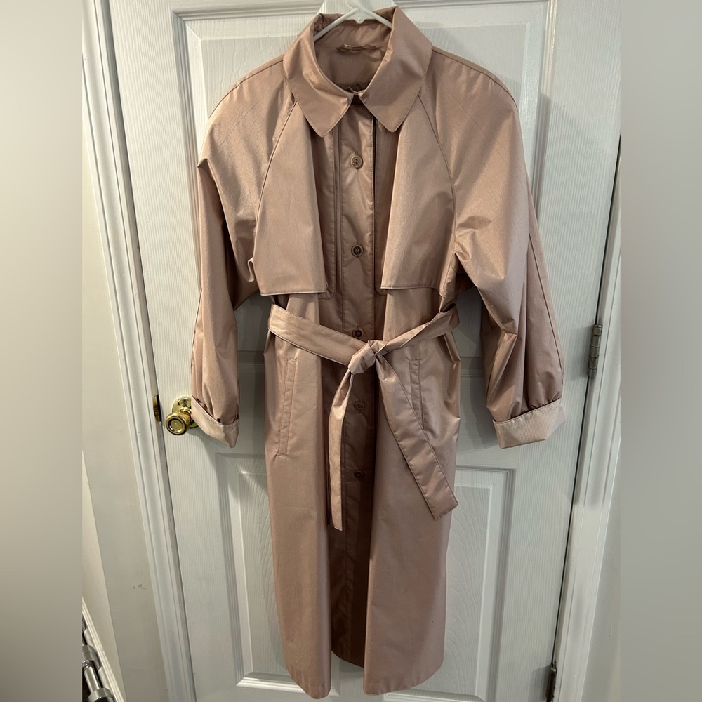 Chiango by Fleet Street Vintage Trench Jacket size 12P rose pink beige